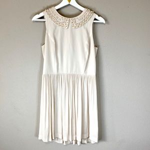 Kenzie Dress with Beaded Wide Collar in Nude